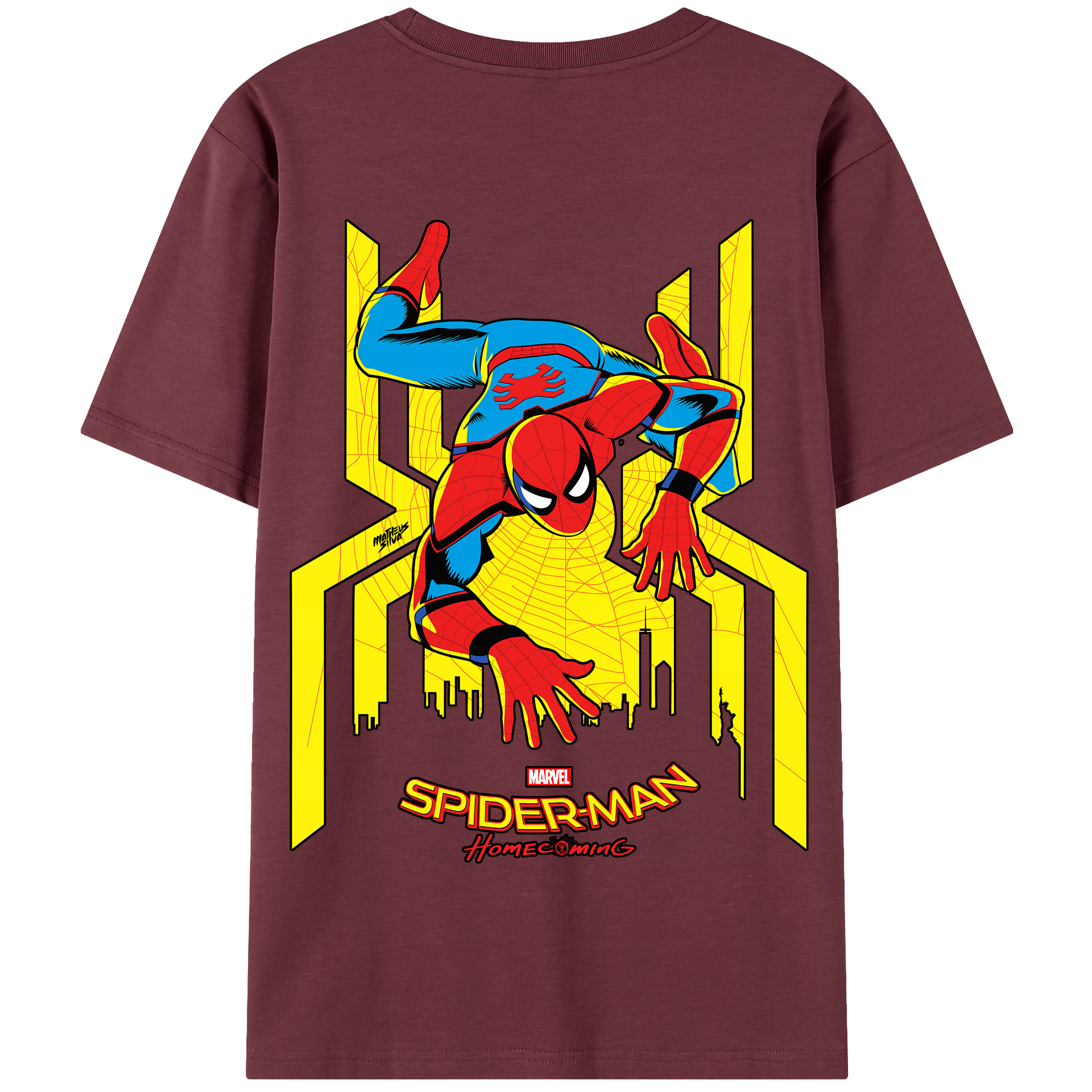 （画像用） Spider Man スパイダーマン 綿100％半袖Tシャツ（背面プリント）